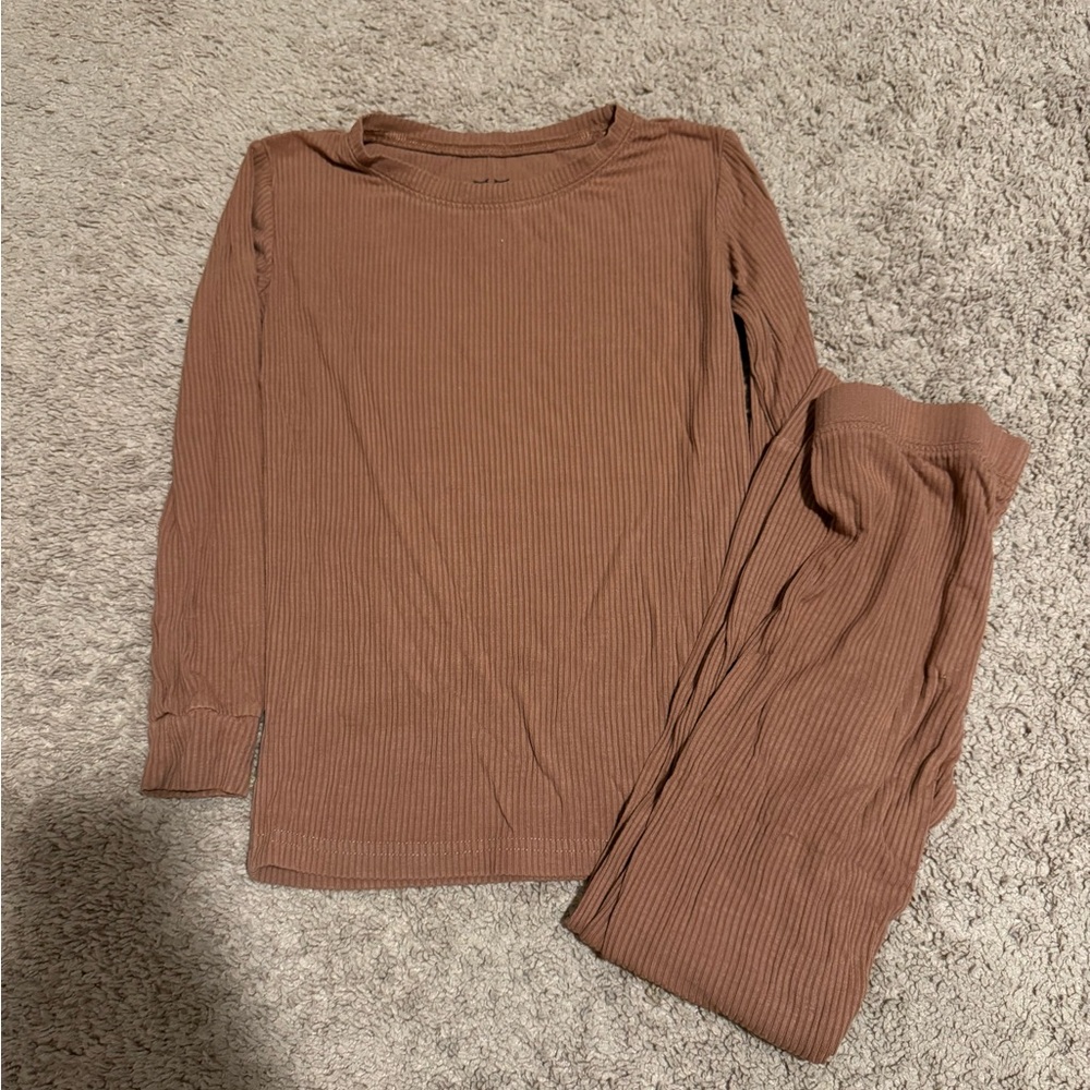 Little Sleepies Chestnut Ribbed Kids Pajama Set